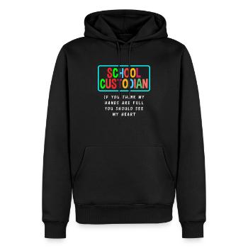 École Concierge Coeur Profession Passion - Sweat à capuche Premium bio Homme - noir - Devant - Nico (187cm)