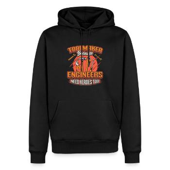 Les outilleurs, parce que les ingénieurs sont aussi des héros. - Sweat à capuche Premium bio Homme - noir - Devant - Nico (187cm)