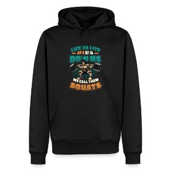 La vie a ses hauts et ses bas. - Sweat à capuche Premium bio Homme - noir - Devant - Nico (187cm)