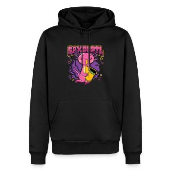 Saxolotl Axolotl Spielt Saxophon - Männer Premium Bio Hoodie - Schwarz - Vorne - Nico (187cm)