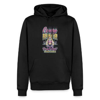 Hinter Jedem Verrückten Biker Steckt Eine Frau. - Männer Premium Bio Hoodie - Schwarz - Vorne - Nico (187cm)