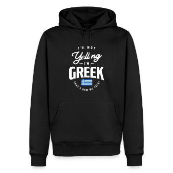 Je ne crie pas Je suis grecque drôle de fierté grecque - Sweat à capuche Premium bio Homme - noir - Devant - Nico (187cm)