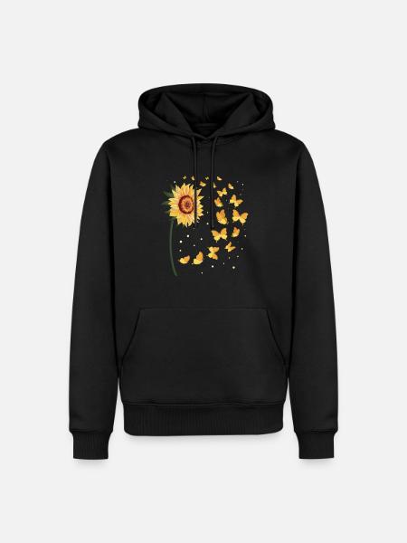 Solsikke sommerfugle - Herre Premium økologisk hoodie - sort