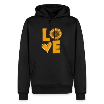 Sonnenblume Liebe - Männer Premium Bio Hoodie - Schwarz - Vorne - Nico (187cm)