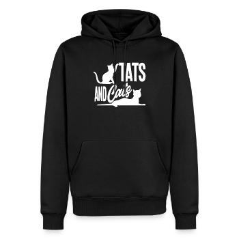 Tatouages Chats Animaux Tatoués - Sweat à capuche Premium bio Homme - noir - Devant - Nico (187cm)