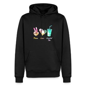 Friede Liebe Tee - Männer Premium Bio Hoodie - Schwarz - Vorne - Nico (187cm)