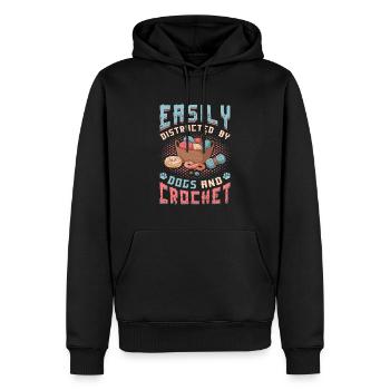 Facilement distrait par les chiens et le crochet. - Sweat à capuche Premium bio Homme - noir - Devant - Nico (187cm)