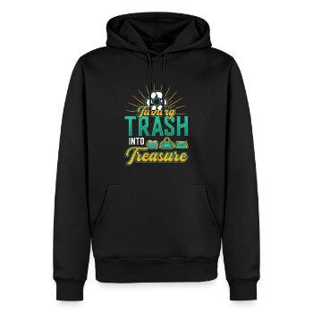 Transformer les ordures en trésor, recycler. - Sweat à capuche Premium bio Homme - noir - Devant - Nico (187cm)