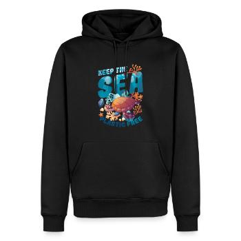 Gardez la mer sans plastique, sauvez l’océan. - Sweat à capuche Premium bio Homme - noir - Devant - Nico (187cm)