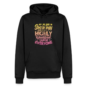 Sociology qualifies me. - Men’s Premium Organic Hoodie - black - Front - Nico (187cm)