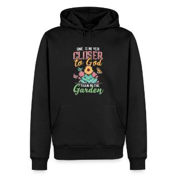 On n’est jamais plus proche de Dieu que dans le jardin. - Sweat à capuche Premium bio Homme - noir - Devant - Nico (187cm)
