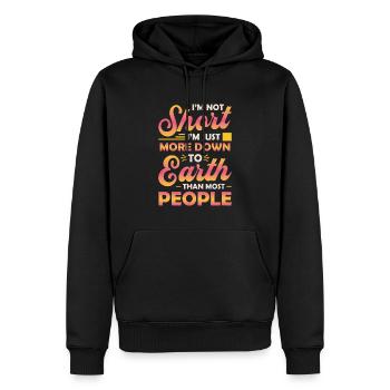 Ich Bin Nicht Klein, Ich Bin Nur Bodenständiger. - Männer Premium Bio Hoodie - Schwarz - Vorne - Nico (187cm)