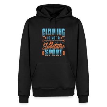 Reinigung Ist Kein Zuschauersport, Hausreinigung. - Männer Premium Bio Hoodie - Schwarz - Vorne - Nico (187cm)