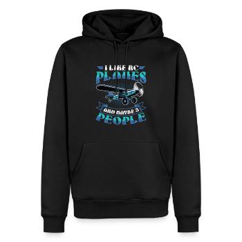 Ich Mag Rc-flugzeuge Und Vielleicht 3 Personen - Männer Premium Bio Hoodie - Schwarz - Vorne - Nico (187cm)