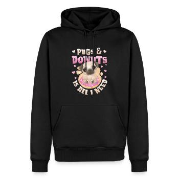 Mops Donut Lover Mädchen - Männer Premium Bio Hoodie - Schwarz - Vorne - Nico (187cm)
