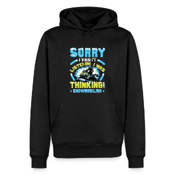 Thinking About Snowmobiling Snowmobiles - Men’s Premium Organic Hoodie - black - Front - Nico (187cm)