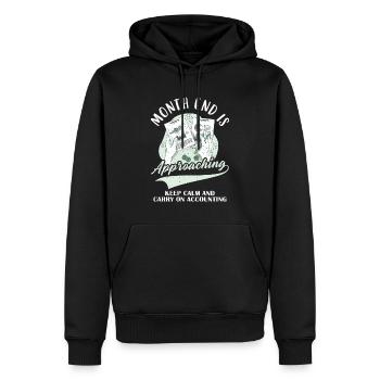 Ruhe bewahren und Buchhaltung führen - Männer Premium Bio Hoodie - Schwarz - Vorne - Nico (187cm)