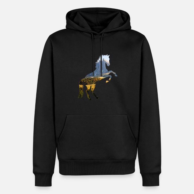 Cheval - Sweat à capuche Premium bio Homme - noir