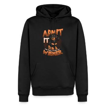 Admettez-le, vous voulez tenir mon teckel viennois. - Sweat à capuche Premium bio Homme - noir - Devant - Nico (187cm)
