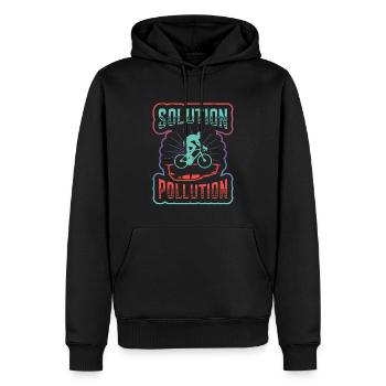 Polution Solution Umweltschutz Radfahren. - Männer Premium Bio Hoodie - Schwarz - Vorne - Nico (187cm)