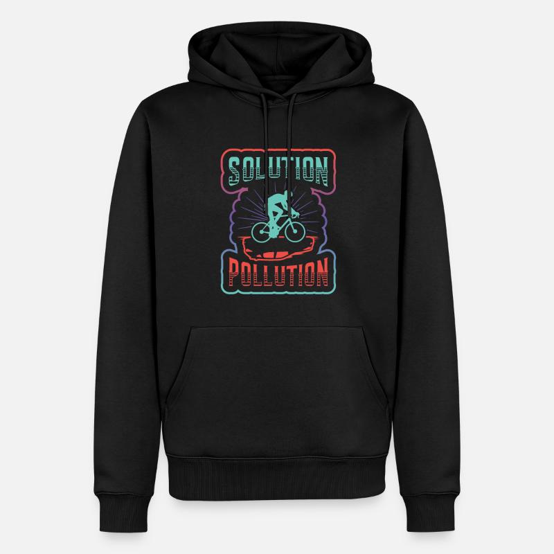Polution Solution Umweltschutz Radfahren. - Männer Premium Bio Hoodie - Schwarz