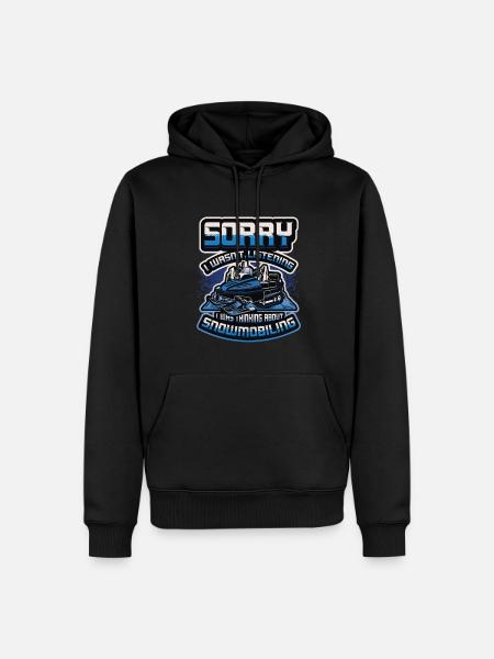 Thinking about snowmobiling, snowmobiles. - Men’s Premium Organic Hoodie - black