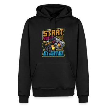 Démarrez votre mécanicien de moteur - Sweat à capuche Premium bio Homme - noir - Devant - Nico (187cm)