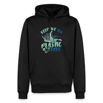 Gardez la mer sans plastique et sauvez l’océan. - Sweat à capuche Premium bio Homme - noir - Devant - Nico (187cm)
