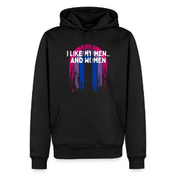 J’aime ma fierté bisexuelle LGBTQ Bi hommes et femmes - Sweat à capuche Premium bio Homme - noir - Devant - Nico (187cm)