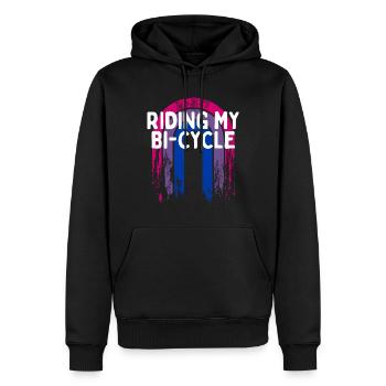 Riding My Bi-Cycle Bisexual LGBTQ Bi Pride LGBT - Men’s Premium Organic Hoodie - black - Front - Nico (187cm)
