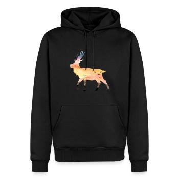 Hirsch - Männer Premium Bio Hoodie - Schwarz - Vorne - Nico (187cm)