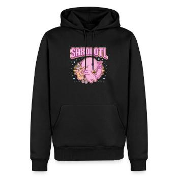 Saxolotl, Axolotl Spielt Saxophon. - Männer Premium Bio Hoodie - Schwarz - Vorne - Nico (187cm)