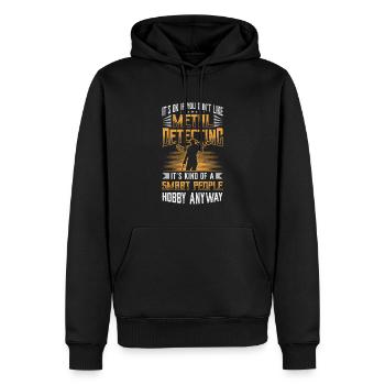Metalldetektor, Hobby, Metalldetektion. - Männer Premium Bio Hoodie - Schwarz - Vorne - Nico (187cm)