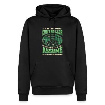 Contrôleur de la circulation aérienne, contrôle de vol radar. - Sweat à capuche Premium bio Homme - noir - Devant - Nico (187cm)