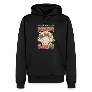 Je suis batteur, s’il vous plaît crier. - Sweat à capuche Premium bio Homme - noir - Devant - Nico (187cm)
