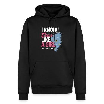 Girl Storm Chaser Tornado Hunter - Men’s Premium Organic Hoodie - black - Front - Nico (187cm)