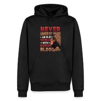 Old Women with Native Blood Indian Native - Men’s Premium Organic Hoodie - black - Front - Nico (187cm)