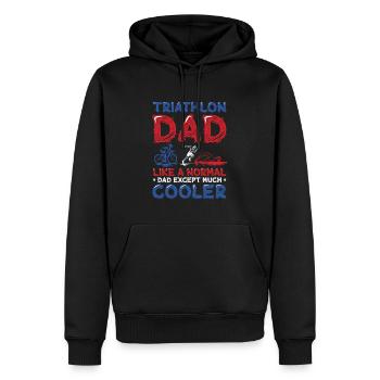 Papa de triathlon, comme un papa ordinaire, seulement plus cool. - Sweat à capuche Premium bio Homme - noir - Devant - Nico (187cm)