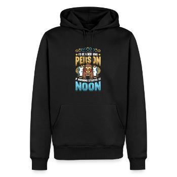 Lève-tard, grincheux du matin, hiboux, lève-tard. - Sweat à capuche Premium bio Homme - noir - Devant - Nico (187cm)