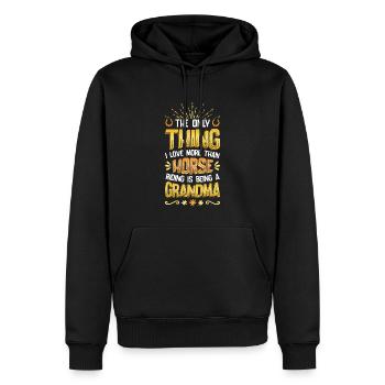 Reiten, Frauen, Pferdeliebhaber, Oma. - Männer Premium Bio Hoodie - Schwarz - Vorne - Nico (187cm)