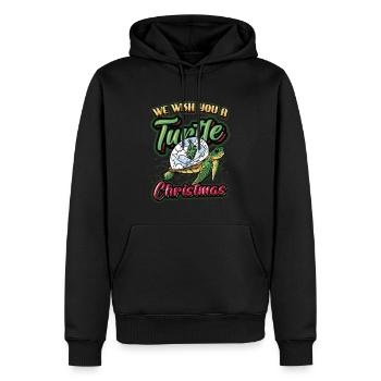 Nous vous souhaitons un Noël riche en tortues. - Sweat à capuche Premium bio Homme - noir - Devant - Nico (187cm)