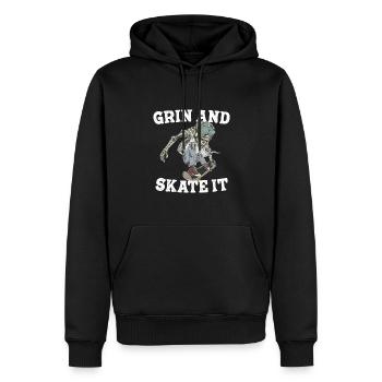 Sourire et patin - Sweat à capuche Premium bio Homme - noir - Devant - Nico (187cm)