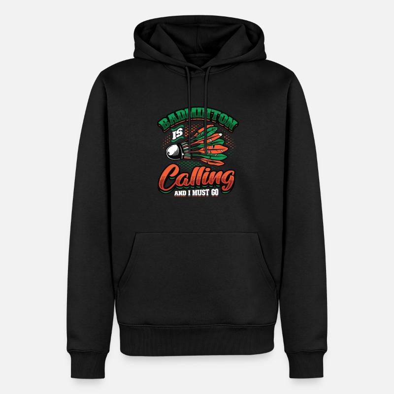 Badminton Ruft Badminton - Männer Premium Bio Hoodie - Schwarz