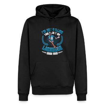 Don't shout, this is my lacrosse - Men’s Premium Organic Hoodie - black - Front - Nico (187cm)