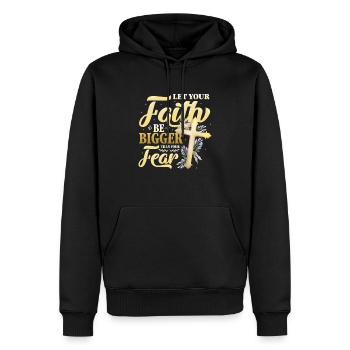 Dein Glaube Soll Größer Sein, Als Deine Angst. - Männer Premium Bio Hoodie - Schwarz - Vorne - Nico (187cm)