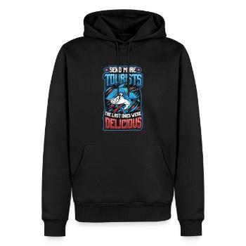 Schicken Sie Mehr Touristen - Männer Premium Bio Hoodie - Schwarz - Vorne - Nico (187cm)