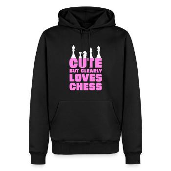 Niedlich, aber liebt eindeutig Schach - Männer Premium Bio Hoodie - Schwarz - Vorne - Nico (187cm)