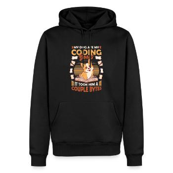 Hund Bytes Code Computer Witz Programmierung - Männer Premium Bio Hoodie - Schwarz - Vorne - Nico (187cm)