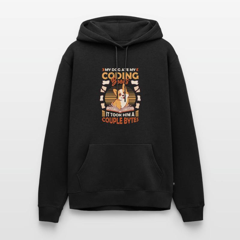 Dog Bytes Code Computer Joke Programming Men’s Premium Organic Hoodie