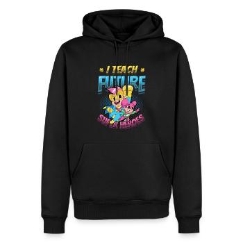 Ich Unterrichte Superhelden - Männer Premium Bio Hoodie - Schwarz - Vorne - Nico (187cm)